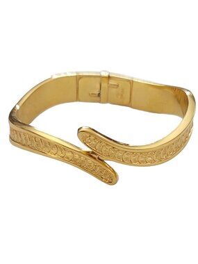 Monet Gold Tone Hinged By Pass Bangle Bracelet, Signed K98